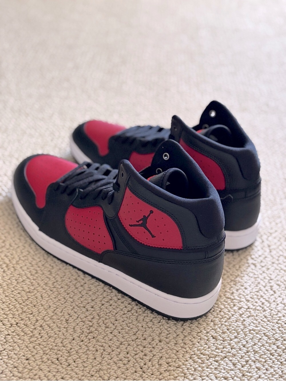 New Jordan ACCESS Red and Black Mid-Top Sneakers